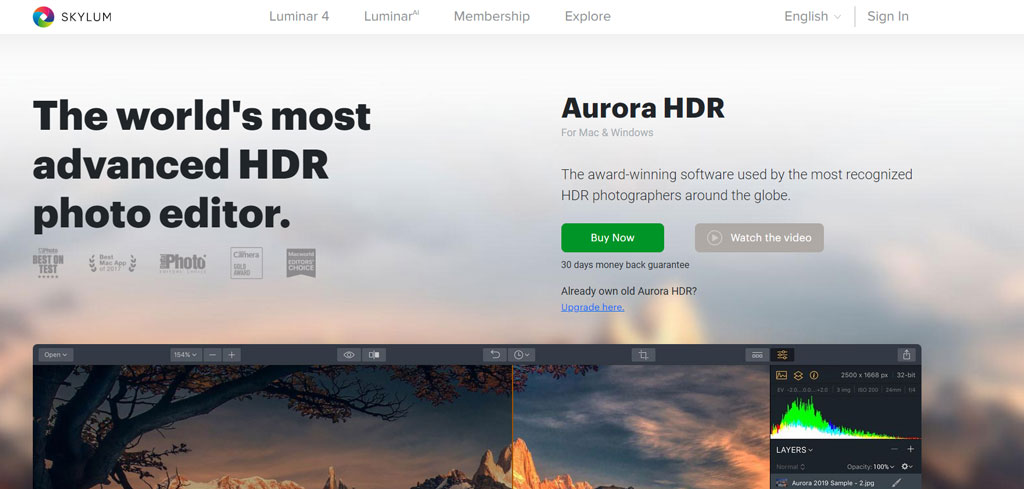 Aurora HDR AI photo editing tool