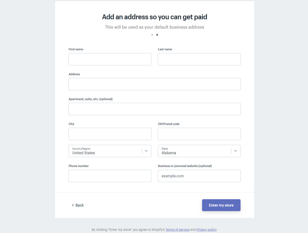 Add Address on Shopify