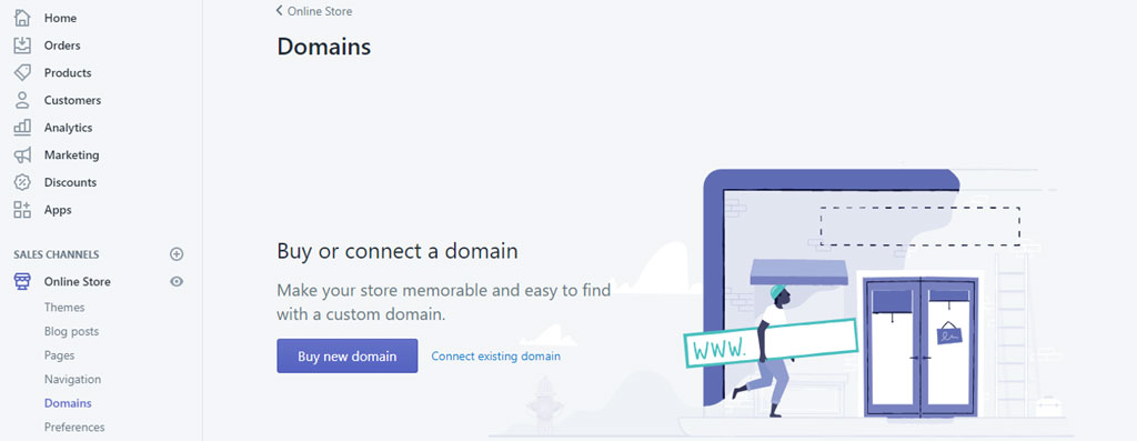 choose domain in Shopify
